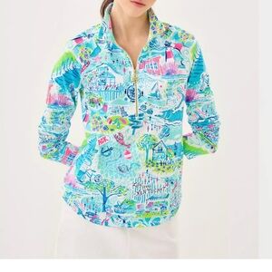 Lilly Pulitzer Fitted Blue Pink Polo Blouse